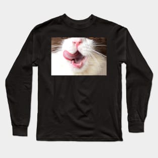 Cat with Tongue Face Long Sleeve T-Shirt